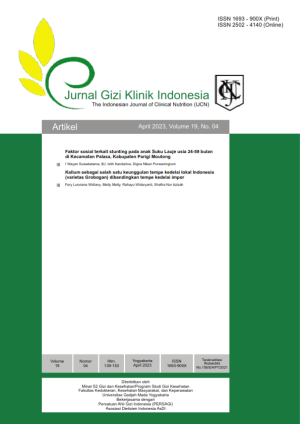 Jurnal Gizi Klinik Indonesia : The Indonesian Journal of Clinical Nutrition (IJCN) SK Ristekdikti No.158/E/KPT/2021
