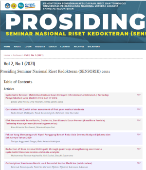 Prosiding Vol 2, No 1 (2021) Prosiding Seminar Nasional Riset Kedokteran (SENSORIK) 2021. Universitas Veteran Jakarta