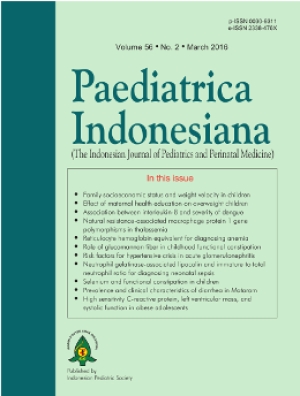 Image of Paediatrica Indonesiana (terakreditasi B SK No: 36a/E/KPT/2016) (Terbit hanya Online Saja)